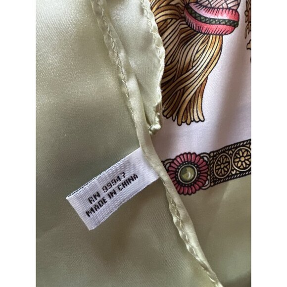 Vintage Baroque Green Traditional Print Polyester Scarf - Picture 6 of 6